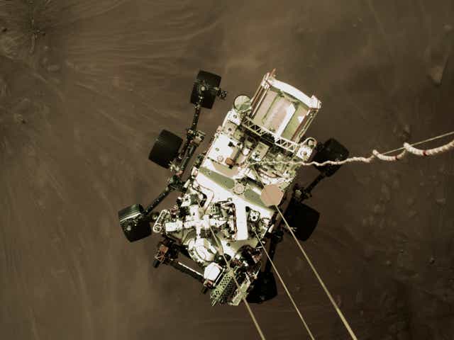 <p>La foto se hizo pública menos de un día después de que el rover aterrizara cerca de un antiguo río  </p>