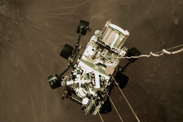 <p>La foto se hizo pública menos de un día después de que el rover aterrizara cerca de un antiguo río  </p>