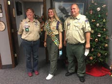 Boy Scouts celebrate the first group of female Eagle Scouts