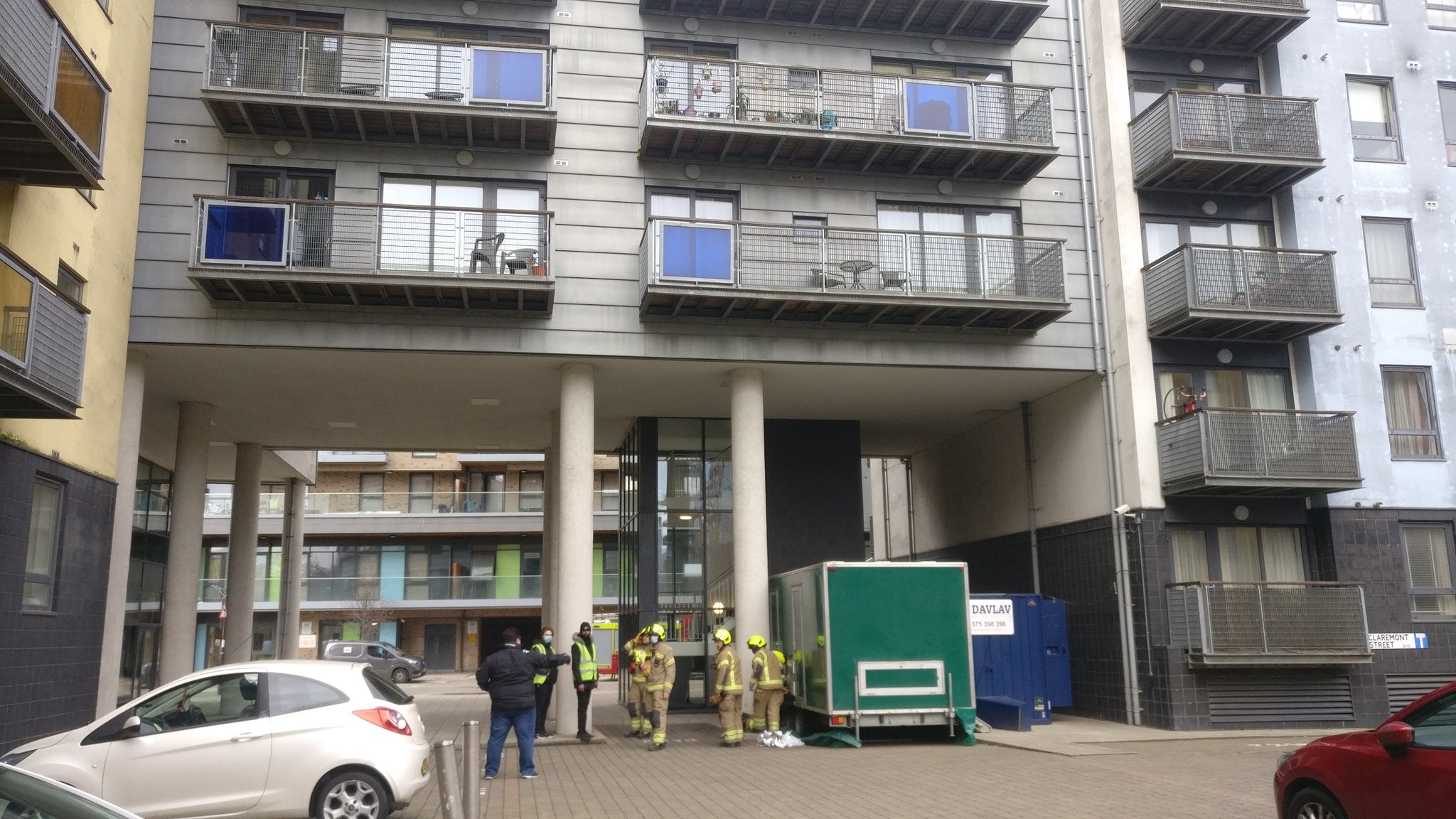 The cabin was positioned directly under flats covered with flammable material