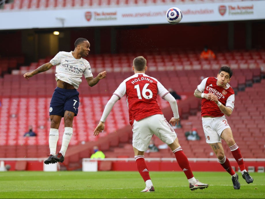 Raheem Sterling heads Man City in front inside two minutes