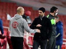 Pep Guardiola praises Mikel Arteta after Man City’s ‘really tough’ victory at Arsenal