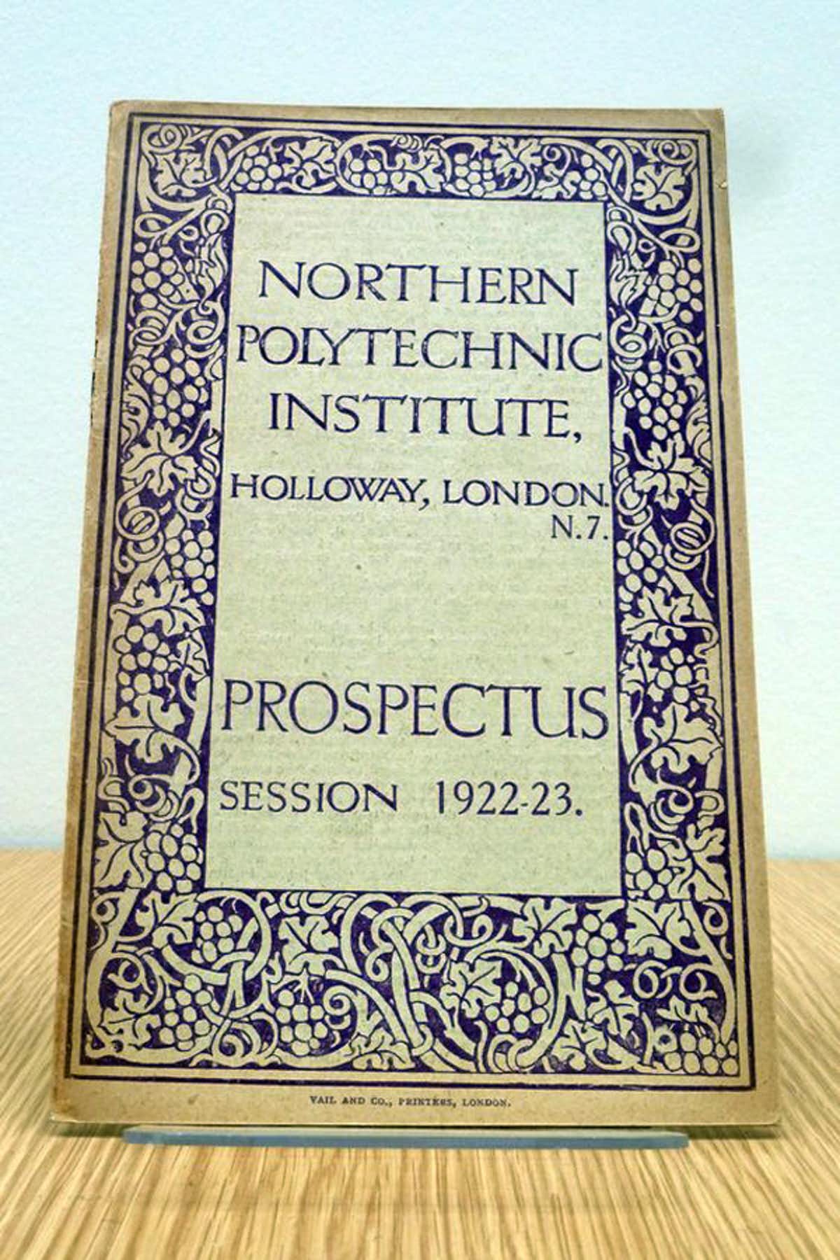 A prospectus from the Northern Polytechnic Institute from 1922-23. Landau began his rubber technology course in 1929