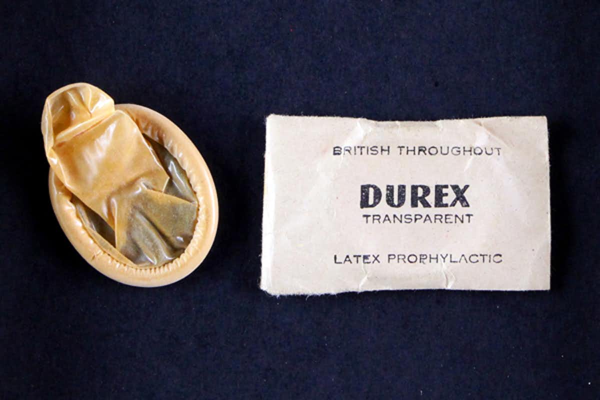 Durex prophylactic condom circa 1942-45, produced by London Rubber Chingford under the supervision of Lucian Landau and supplied to the Allied Forces
