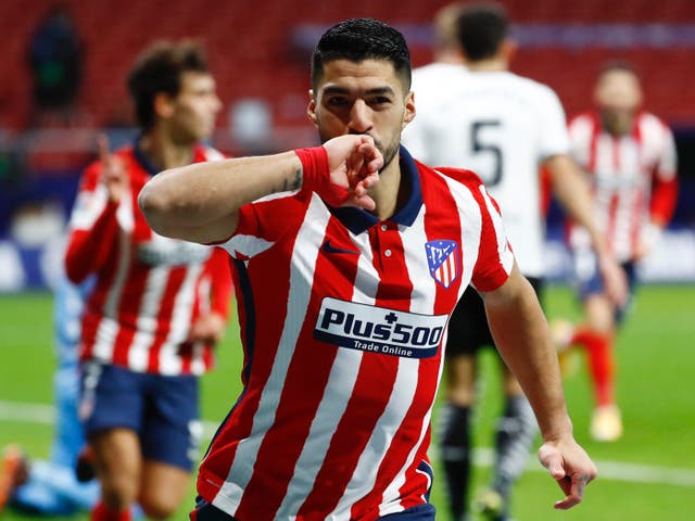 <p>Fútbol Fútbol - La Liga Santander - Atlético de Madrid v Valencia - Wanda Metropolitano, Madrid, España - 24 de enero de 2021 Luis Suárez del Atlético de Madrid celebra su segundo gol </p>