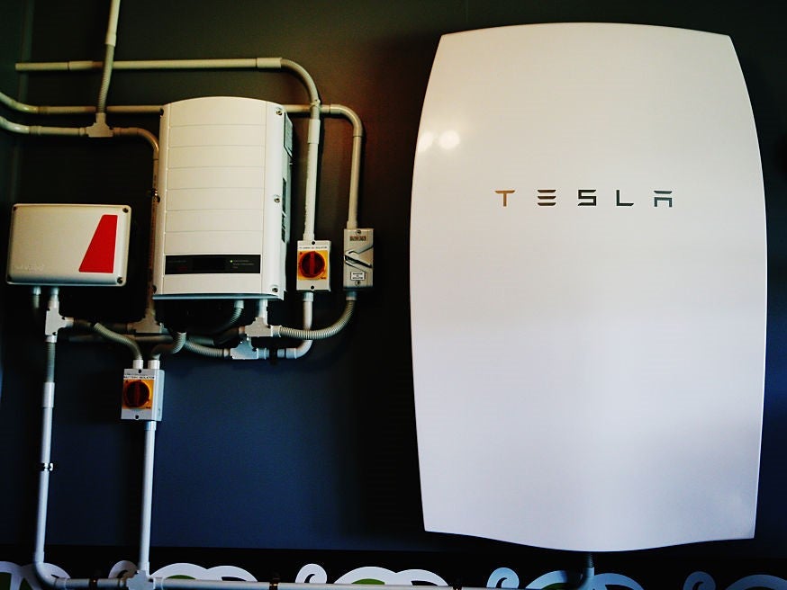 A Tesla Powerwall battery is shown installed at Rongomai School on May 13, 2016 in Auckland, New Zealand