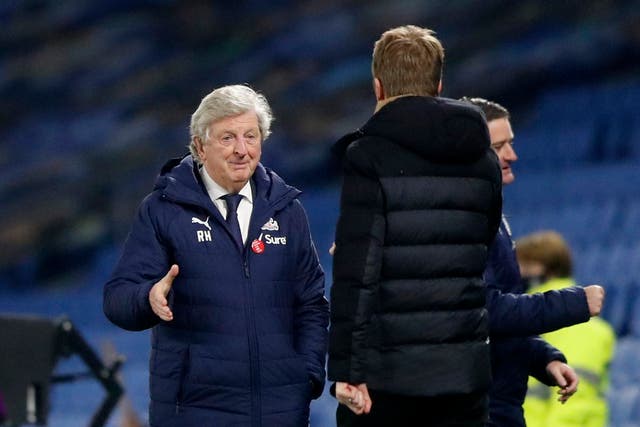 Roy Hodgson goes to shake Graham Potter’s hand
