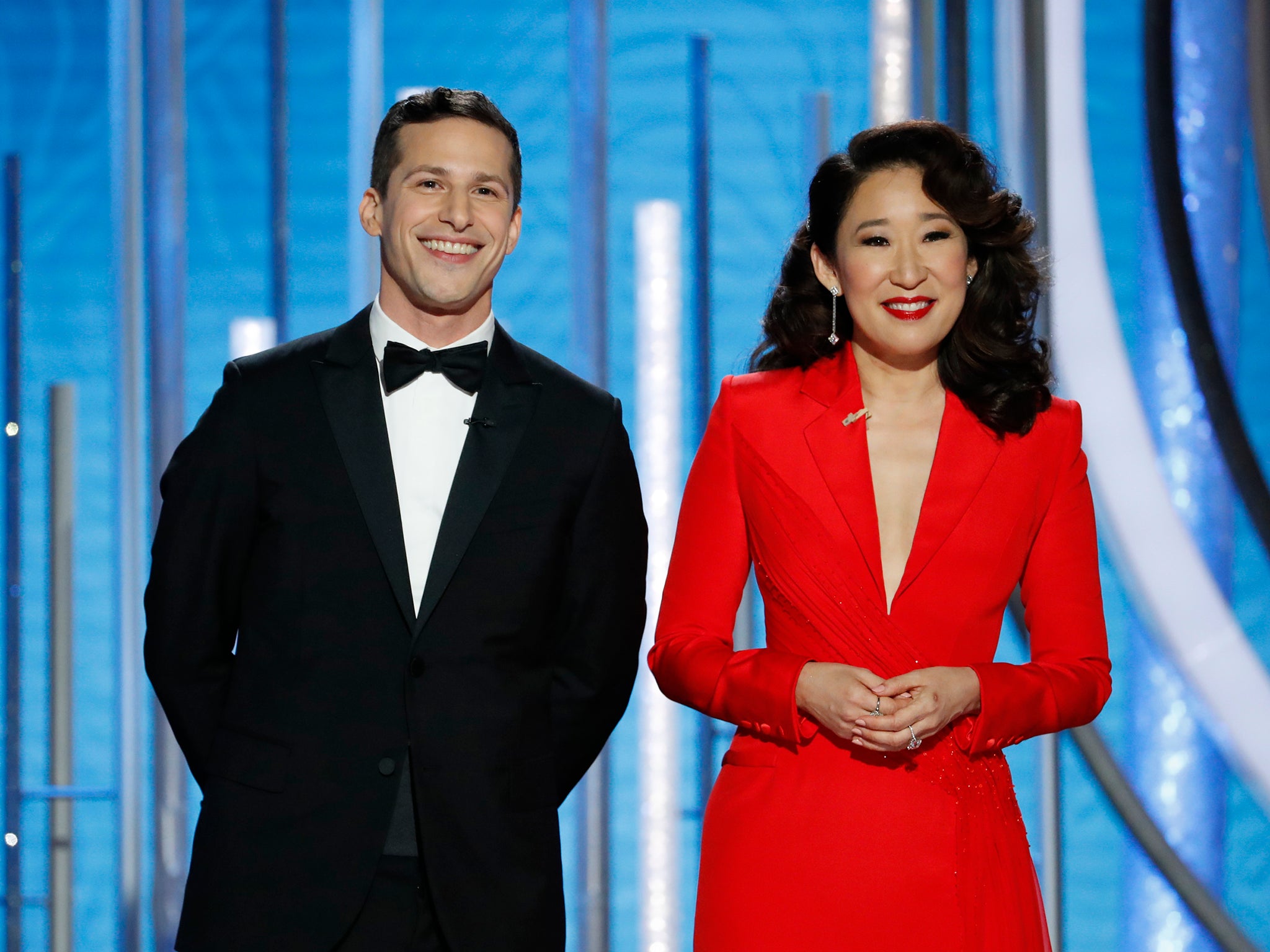 Andy Samberg and Sandra Oh host the Globes in 2019