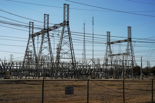An electrical substation in Houston after winter weather caused electricity blackouts in Texas, provoking fresh anti-government conspiracy theories