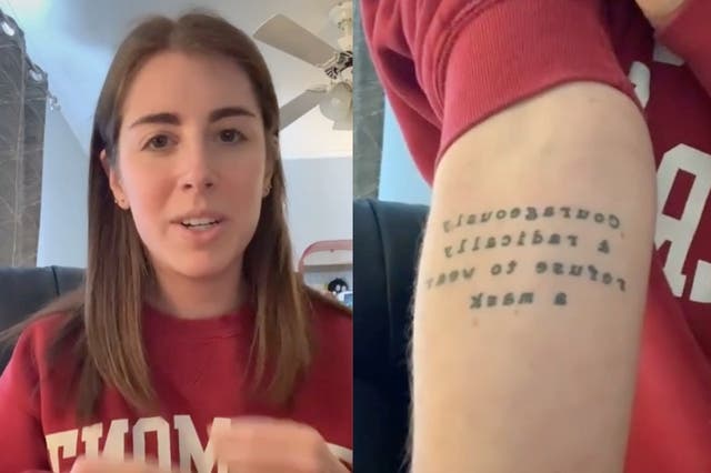 Woman shares poorly timed mask tattoo she received in early March 