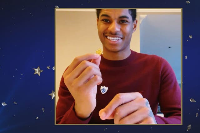 <p>The footballer appearing on ‘Blue Peter’ via videolink after receiving his Gold Blue Peter badge</p>