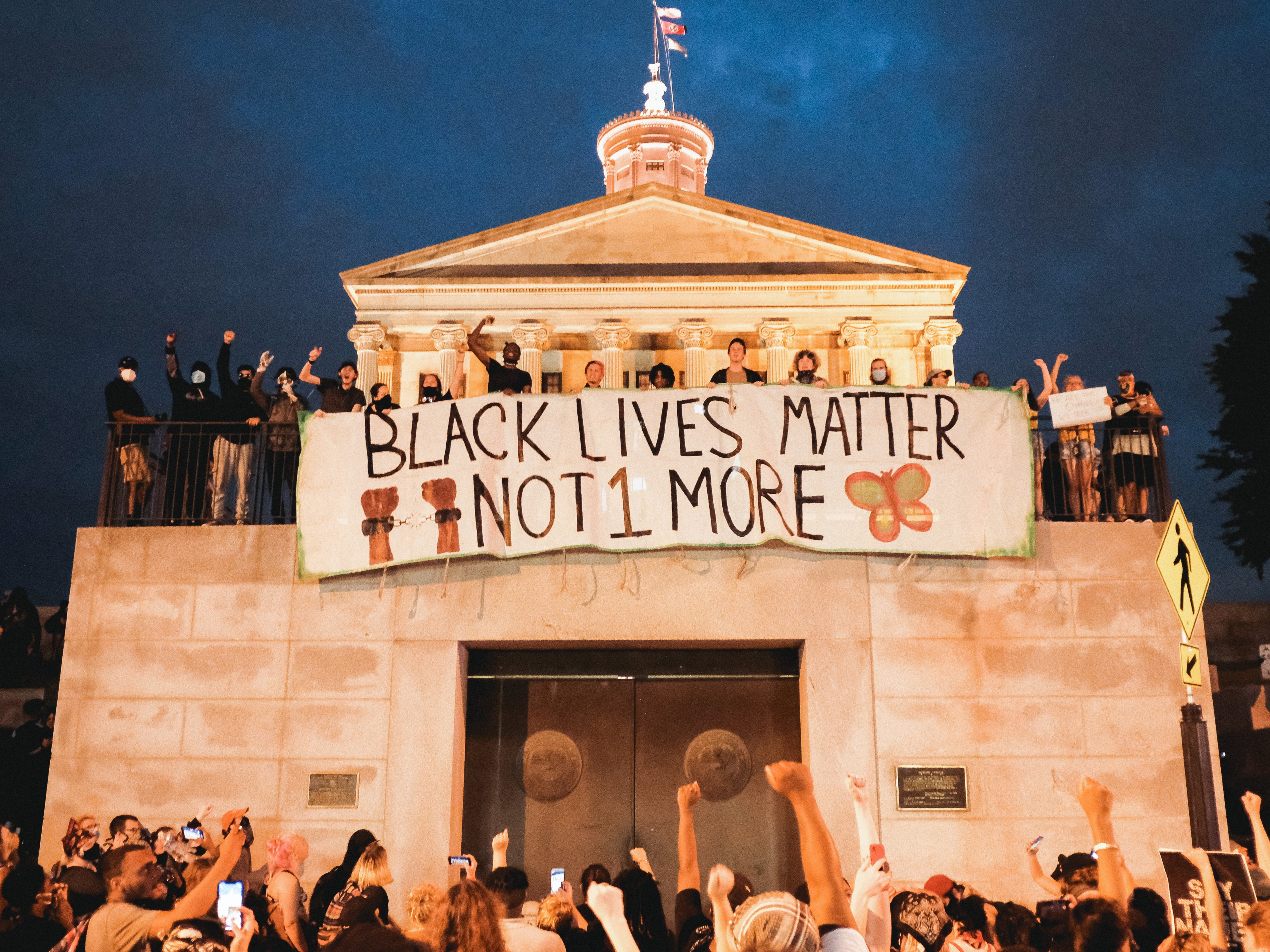 Protesters advocate for an end to police brutality at the State Capitol building on June 04, 2020 in Nashville, Tennessee. 