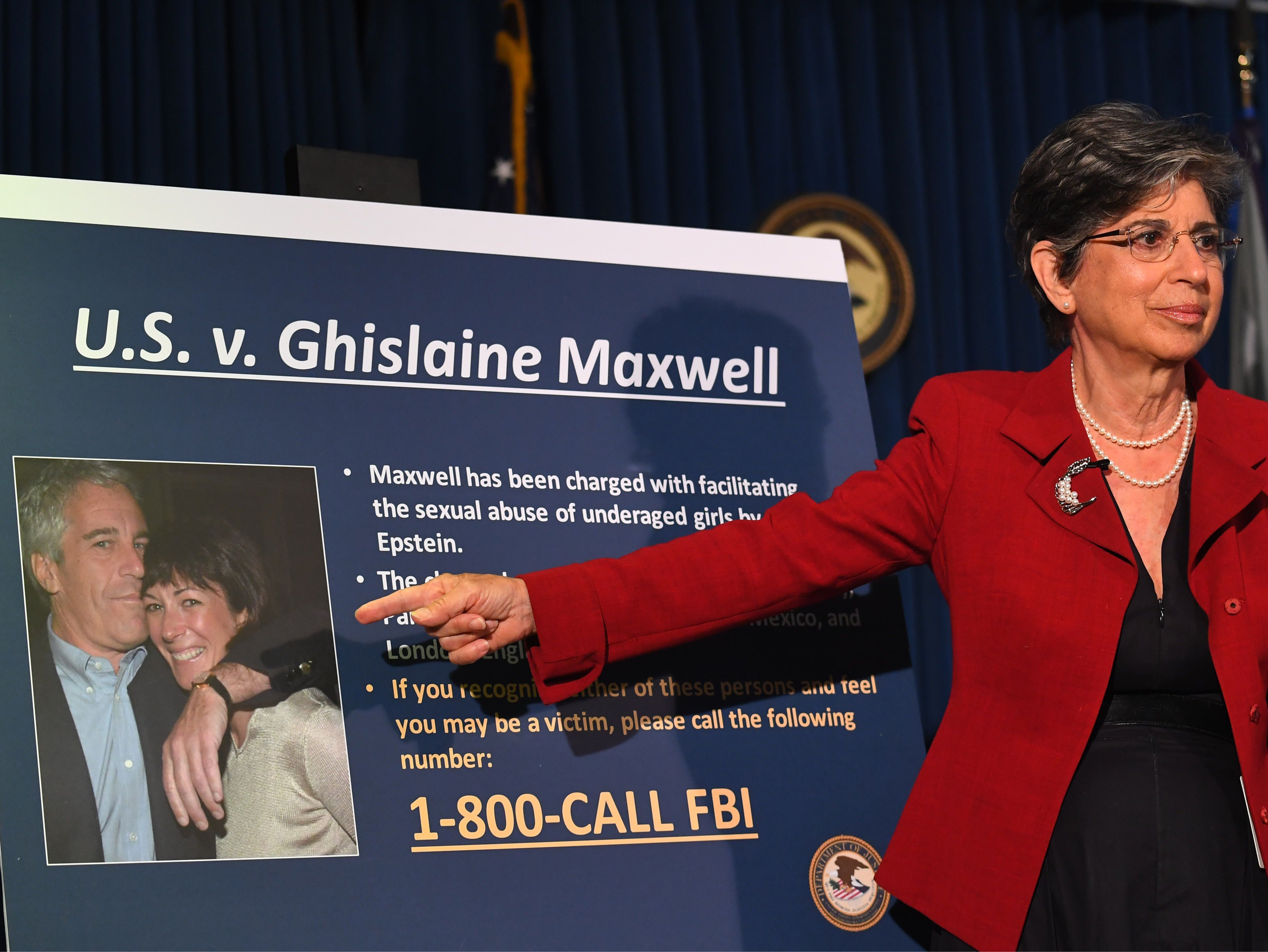 Acting US Attorney for the Southern District of New York Audrey Strauss announces charges against Ghislaine Maxwell during a press conference in New York City on 2 July 2020