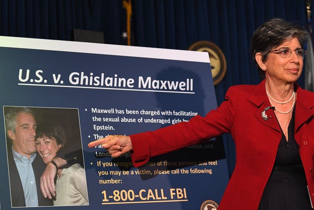 Acting US Attorney for the Southern District of New York Audrey Strauss announces charges against Ghislaine Maxwell during a press conference in New York City on 2 July 2020