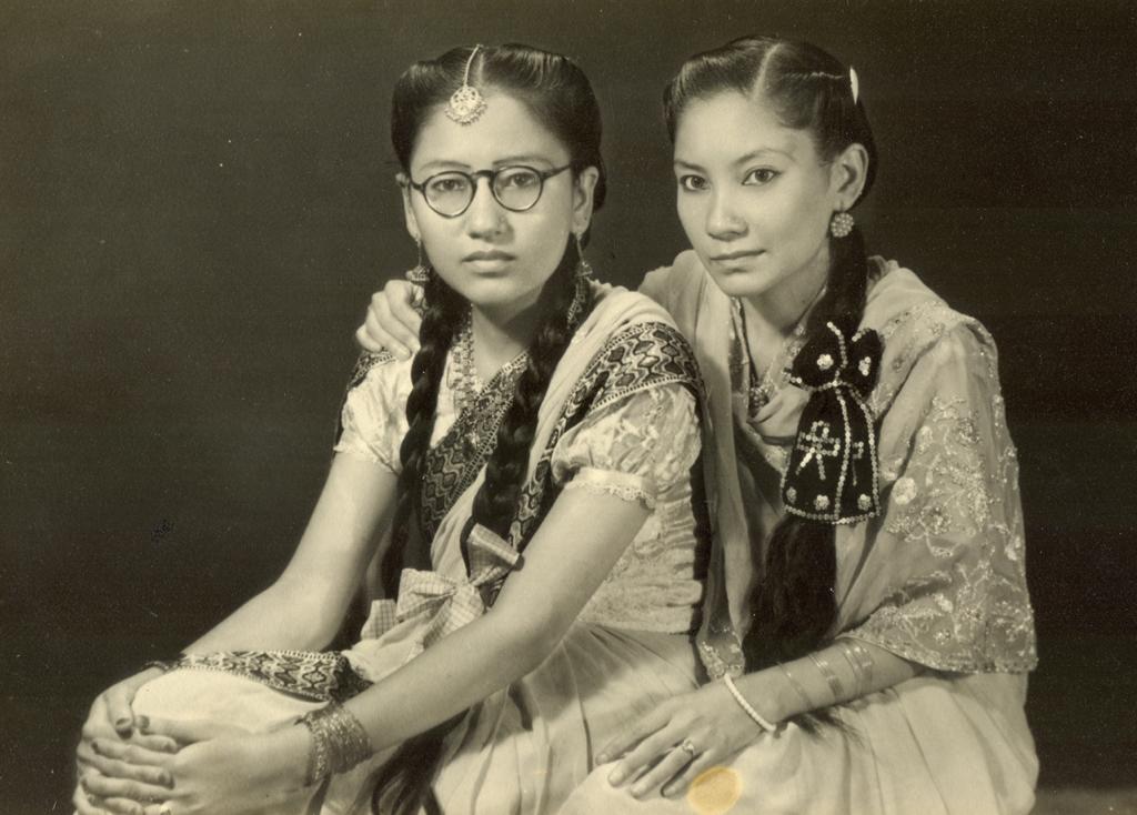 <p>Mehrunnisa Najma (right) in her youth</p>