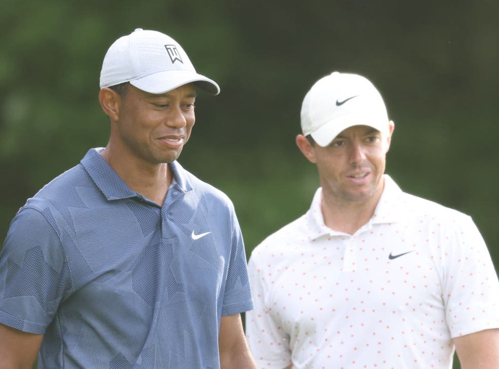 <p>Tiger Woods and Rory McIlroy</p>