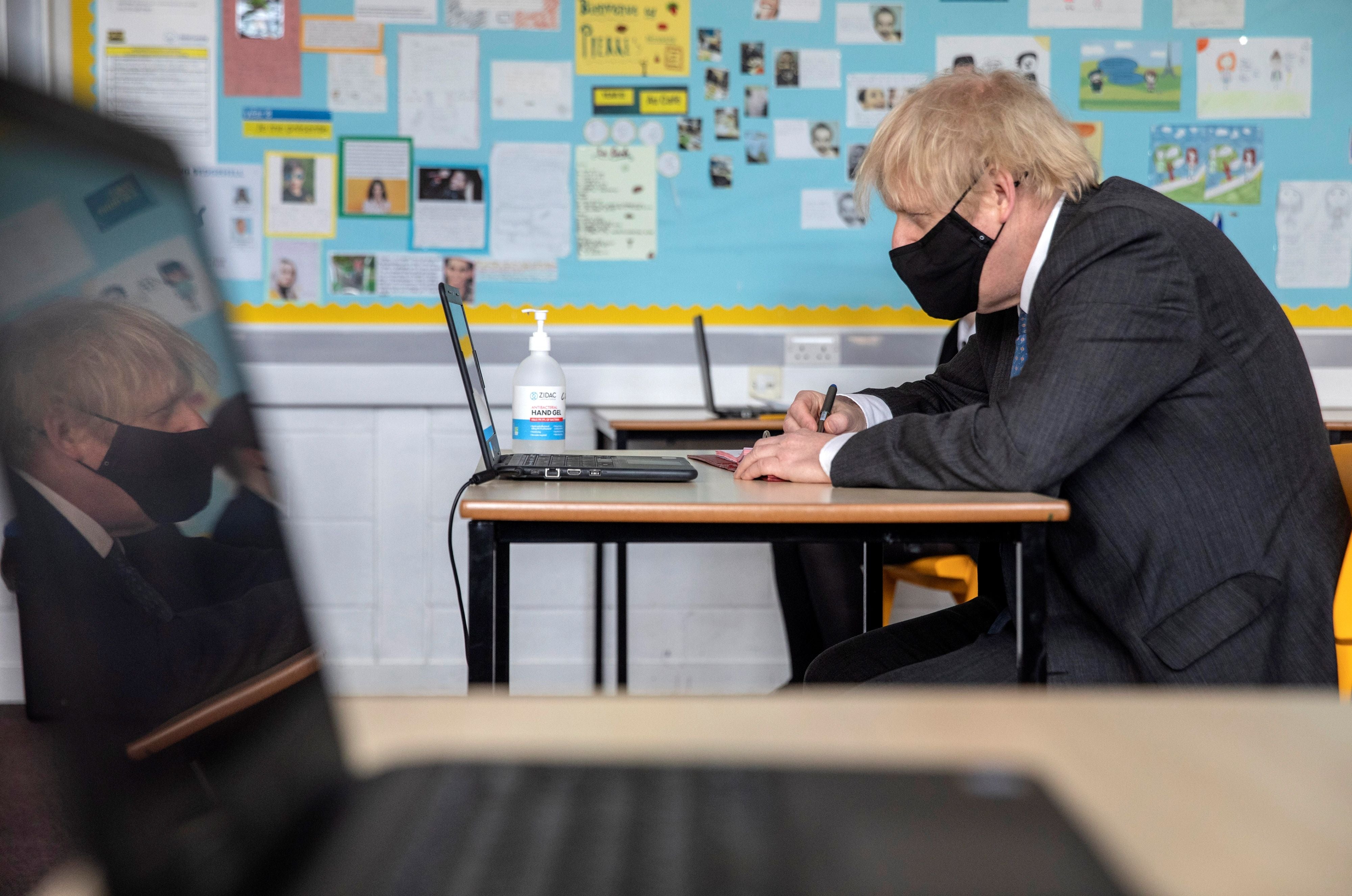The prime minister visits a school to take part in an online lesson during lockdown