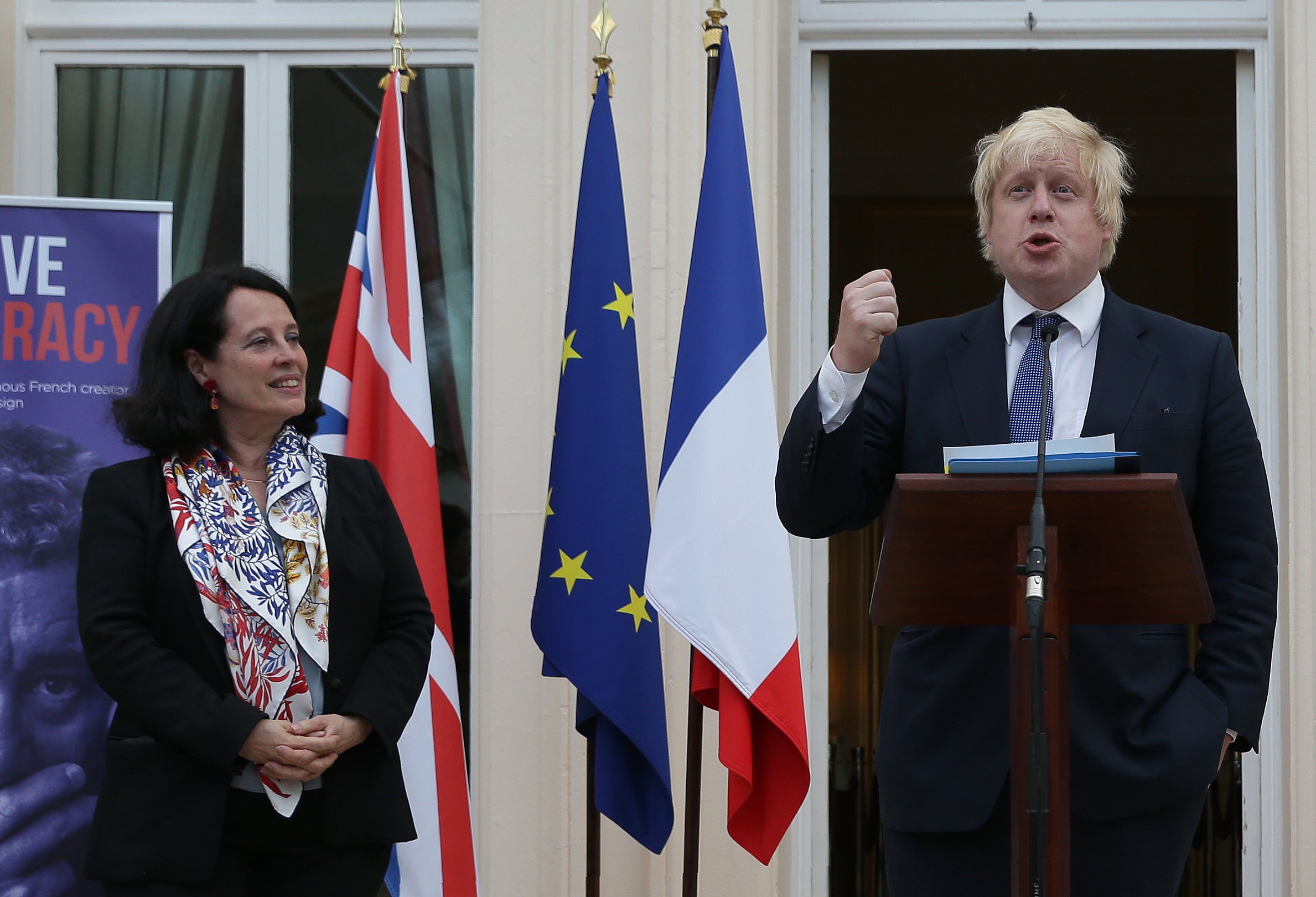 Then French Ambassador to Britain, Sylvie Bermann with Boris Johnson in July 2016
