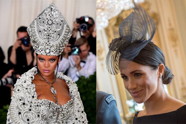 Rihanna and the Duchess of Sussex in hats by Stephen Jones