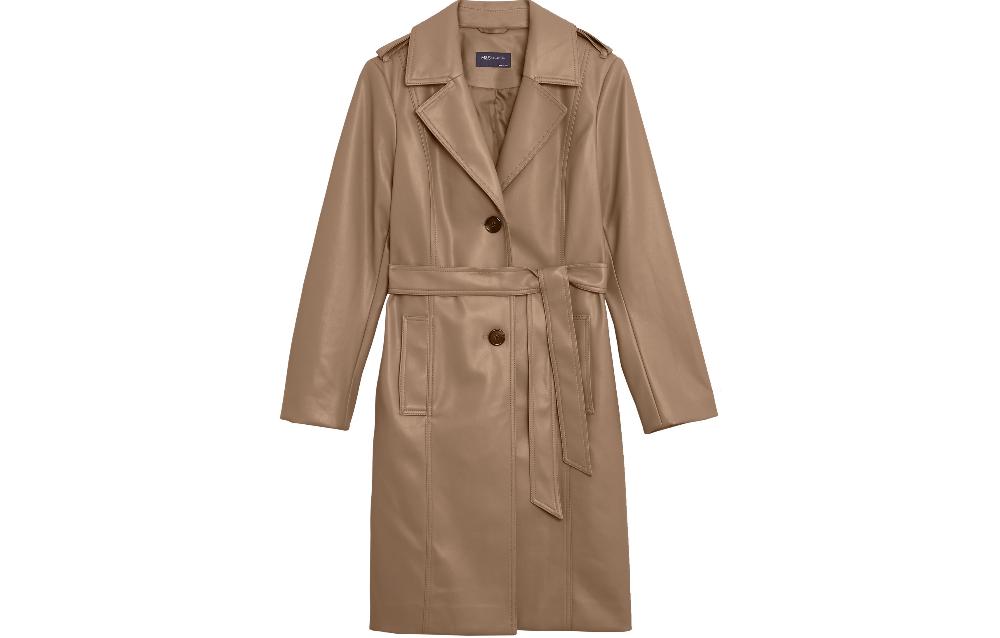 M&S Collection Faux Leather Belted Trench Coat, £55.30 (was £79)