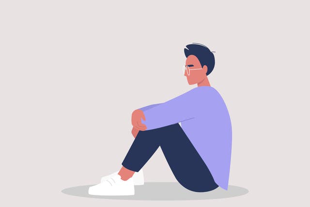 Illustration of a young person looking nervous