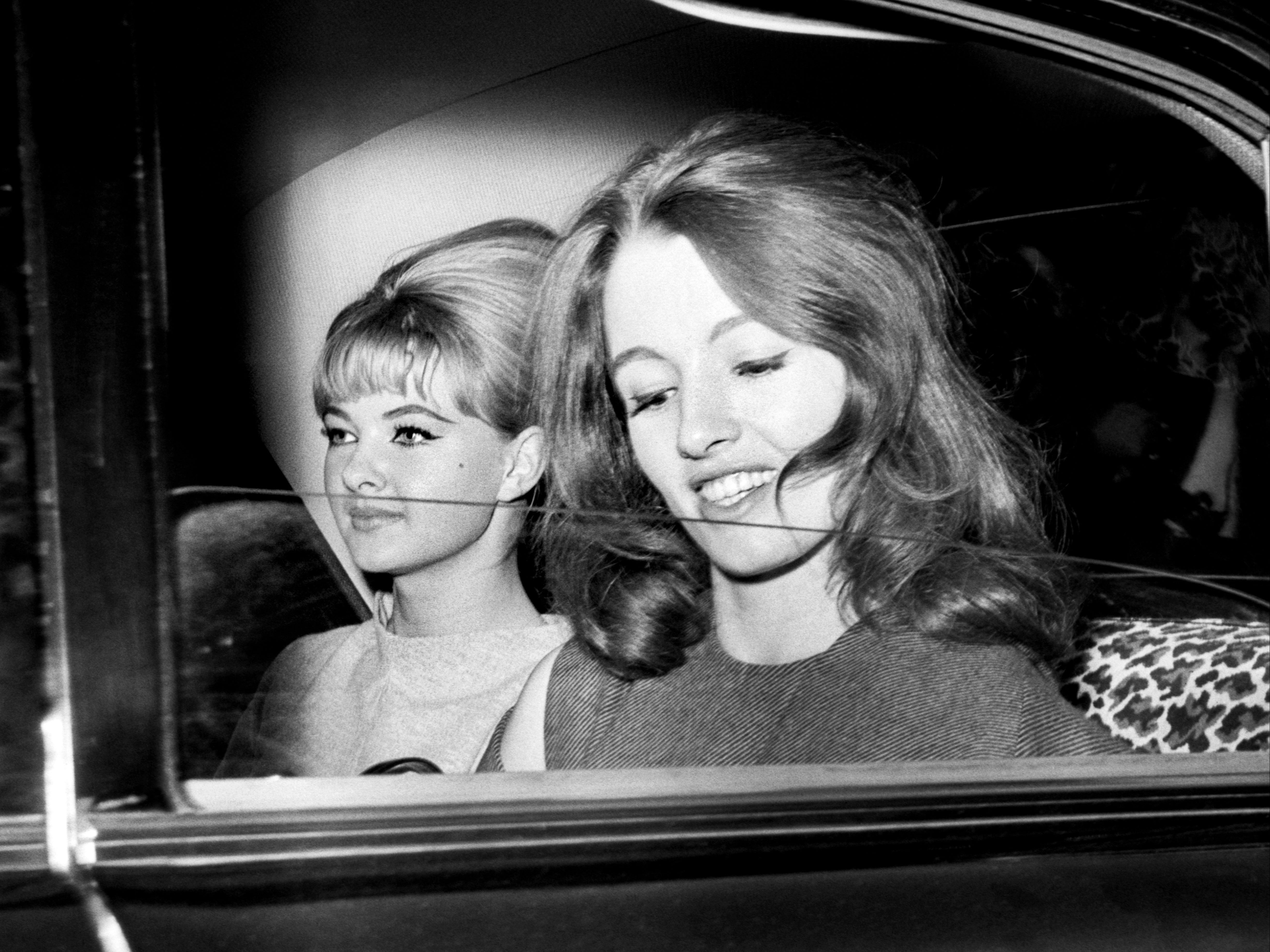 Mandy Rice-Davies with her friend Christine Keeler (right) at the height of the Profumo scandal