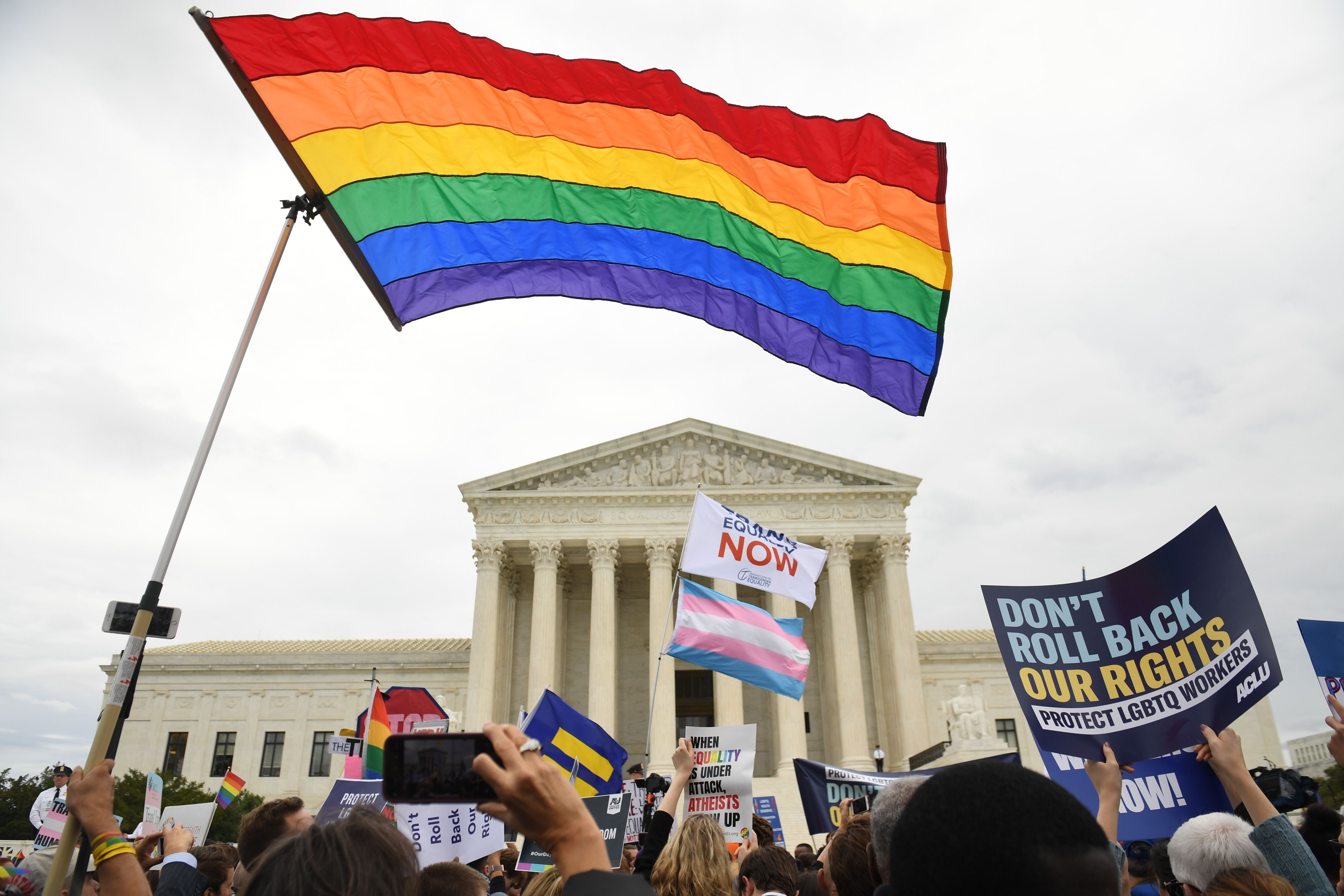 Demonstrators outside of the Supreme Court in 2019.