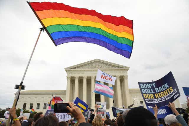 <p>Demonstrators outside of the Supreme Court in 2019.</p>