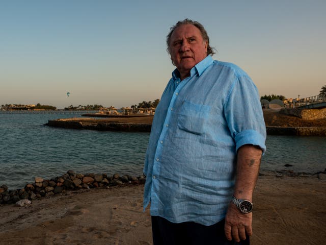 Gérard Depardieu poses at a resort a day after receiving a career achievement award, in the Egyptian Red Sea resort of el Gouna on 24 October 2020
