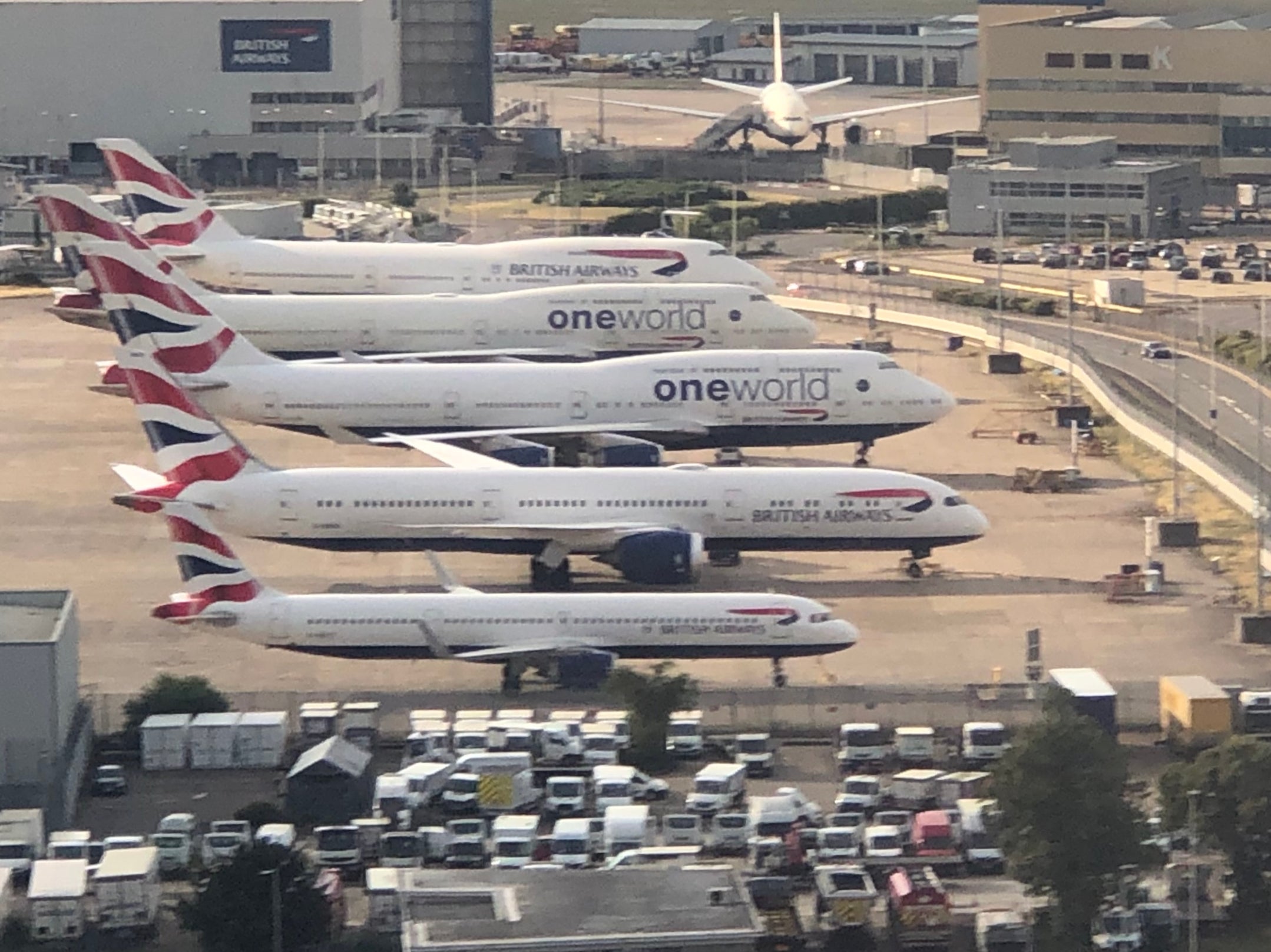 Departing soon: three British Airways 747s (top) awaiting disposal at Heathrow
