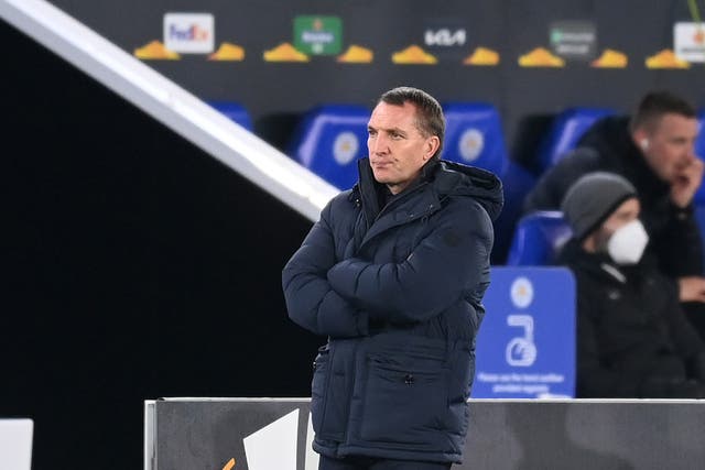 <p>Brendan Rodgers on the touchline</p>
