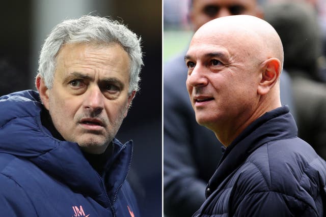 El entrenador del Tottenham, José Mourinho, y el presidente Daniel Levy
