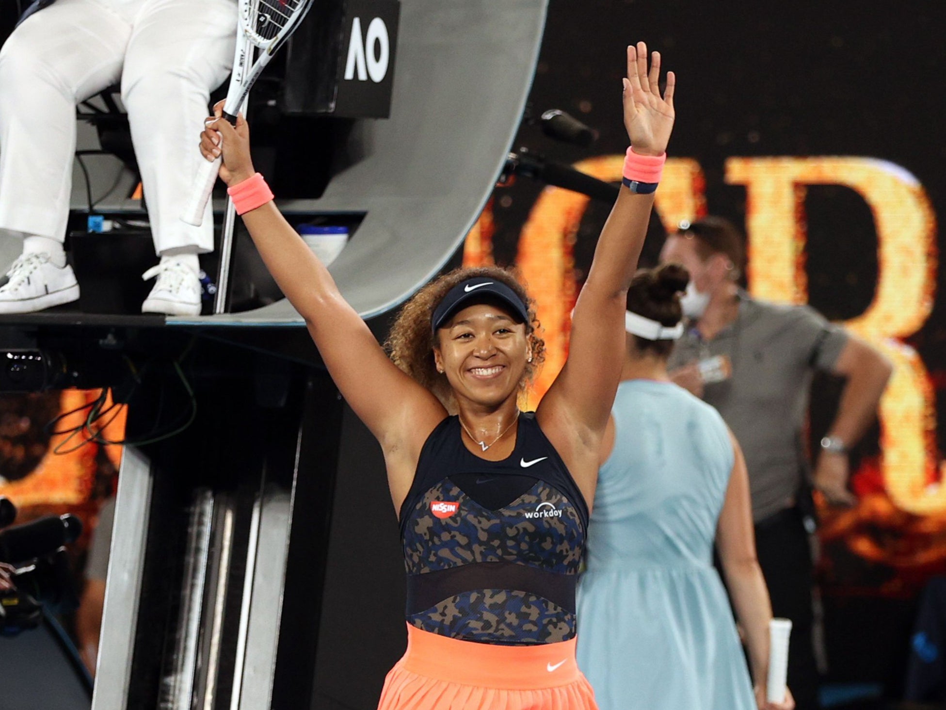 Naomi Osaka celebrates winning the Australian Open
