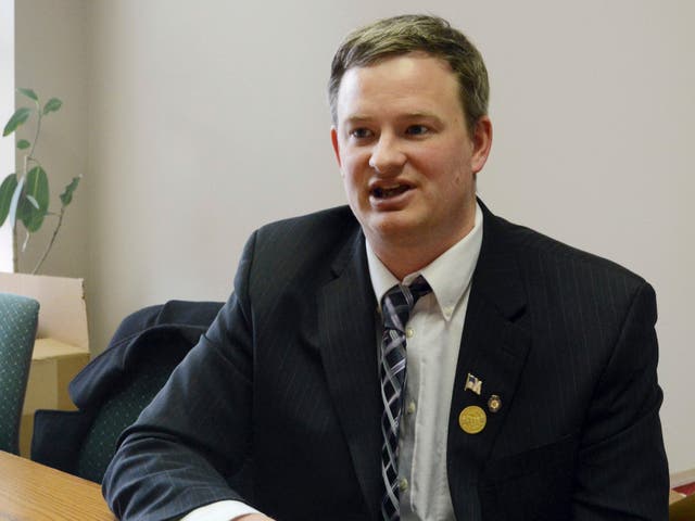 <p>Jason Ravnsborg speaks in Sioux Falls, SD Ravnsborg, South Dakota’s Republican attorney general, has been charged with misdemeanour careless driving after he struck and killed a man with his car, authorities said Thursday 18 February 2021</p>