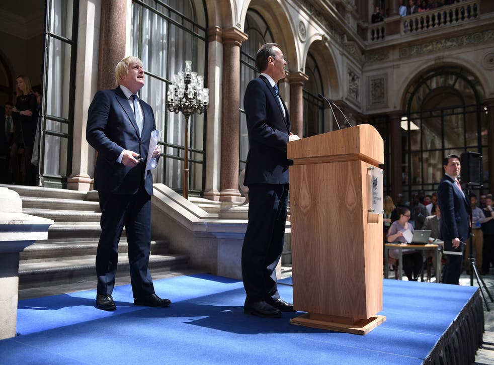 Boris Johnson alongside Sir Simon McDonald at the Foreign Office, July 2016