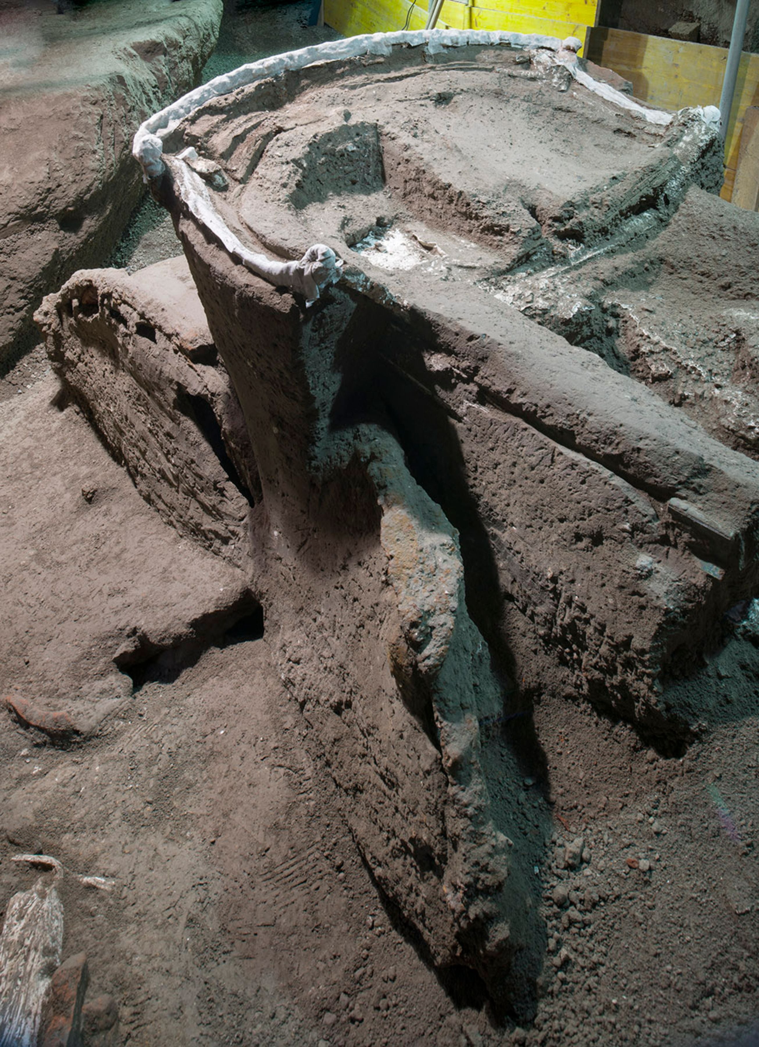 The large Roman four-wheeled ceremonial chariot was uncovered in the porch opposite the stables