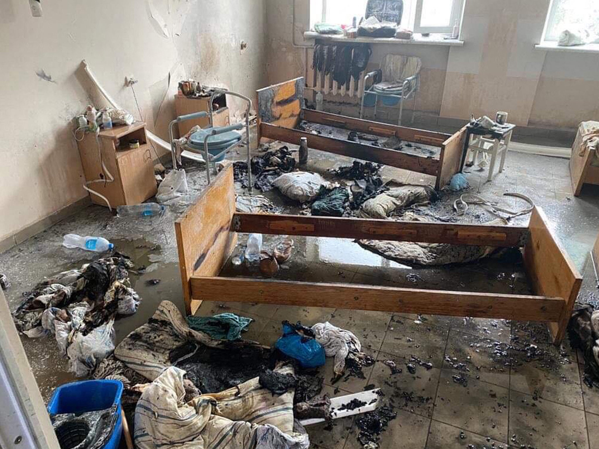 The aftermath of the fire that raged through a hospital ward