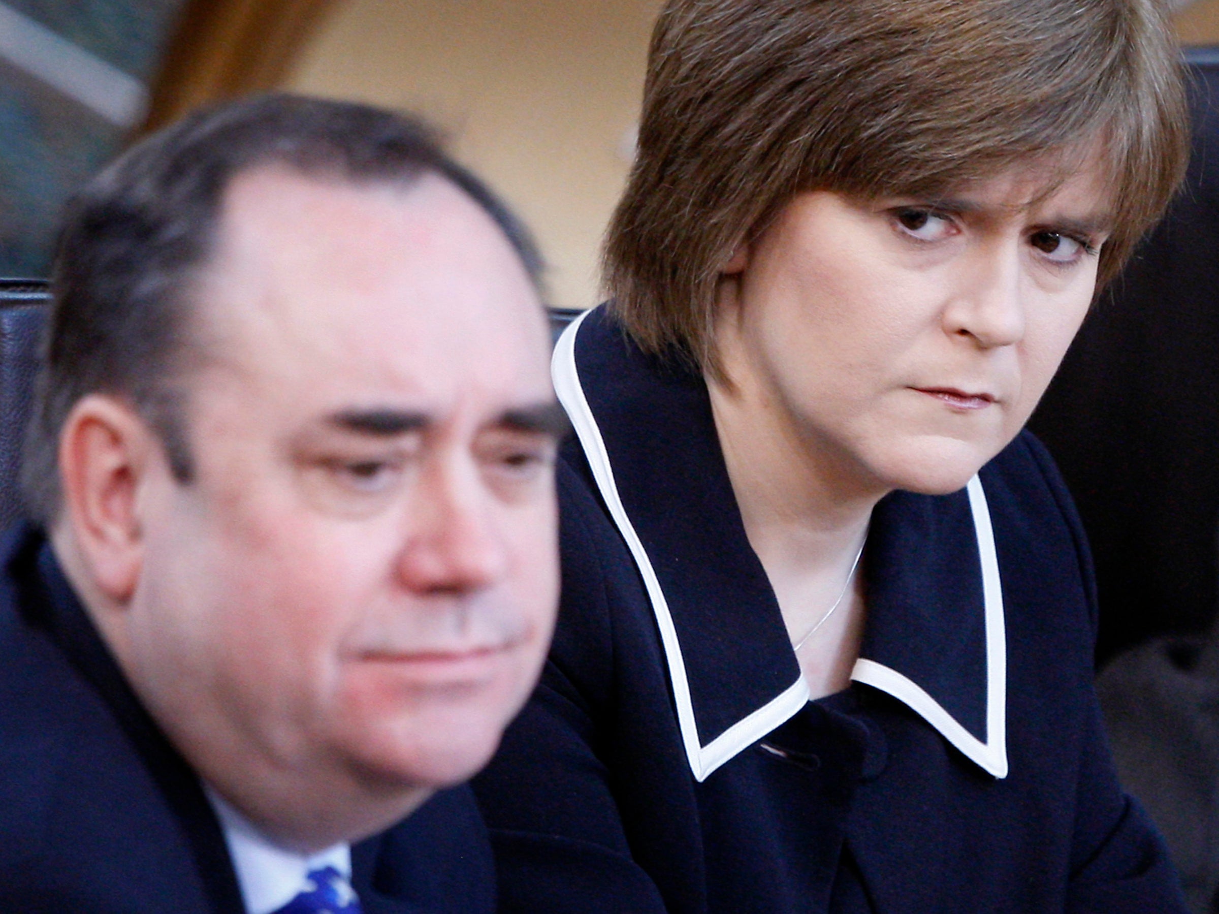 Pictured in 2010, the then first minister Alex Salmond and his deputy Nicola Sturgeon at the Scottish parliament in Edinburgh