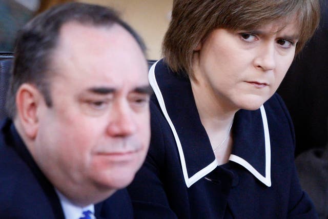 First Minister Alex Salmond and then Deputy First Minister Nicola Sturgeon during First Minister’s Questions at the Scottish parliament in Edinburgh in 2010