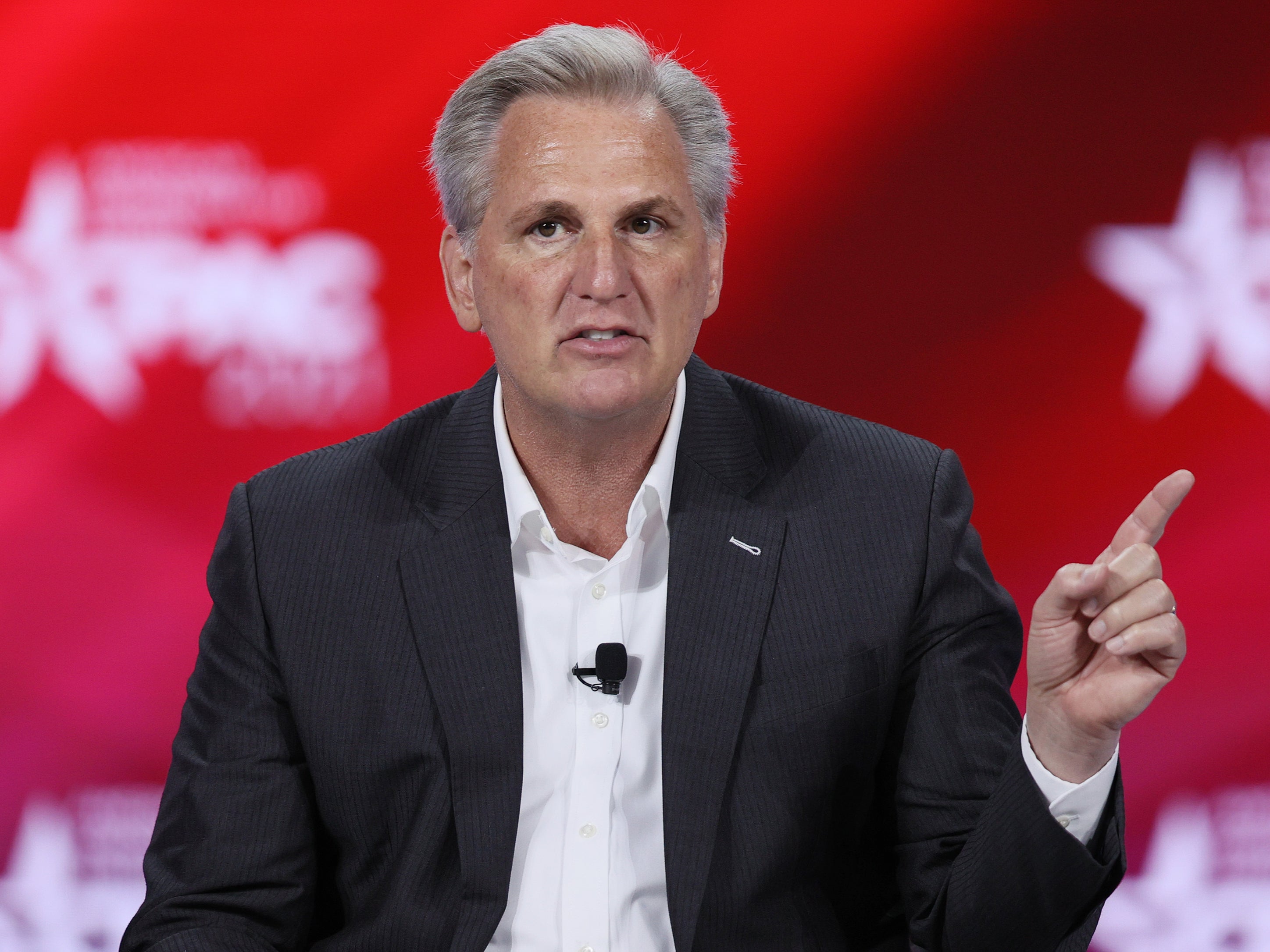 Kevin McCarthy participates in a discussion during CPAC on February 27, 2021 in Orlando, Florida.