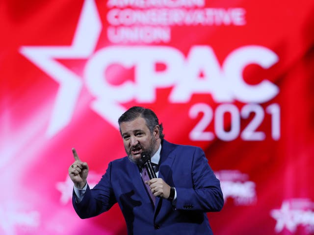 Ted Cruz at CPAC on 26 February 2021 in Orlando, Florida