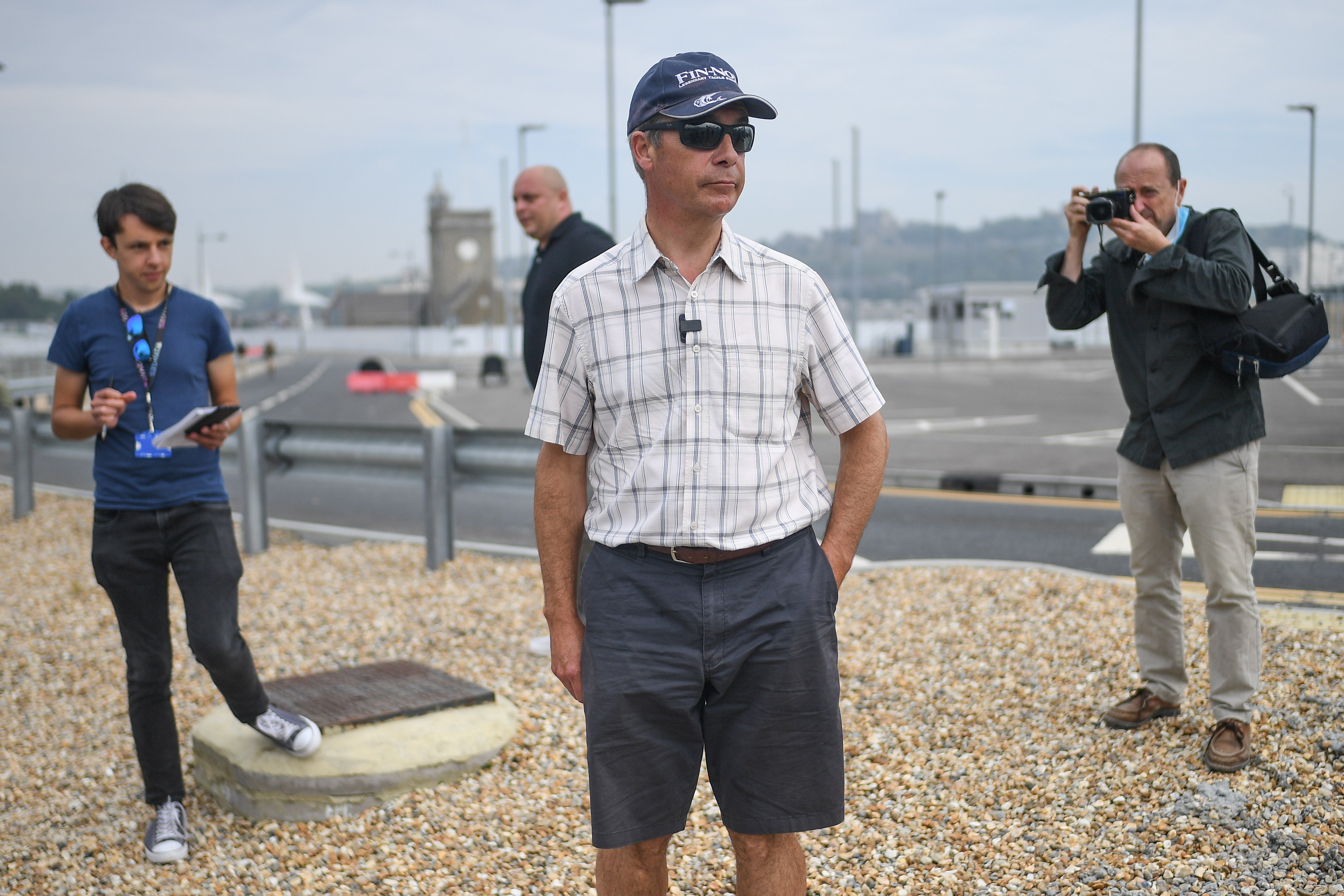 Nigel Farage in Dover last summer. His Covid claims were swiftly shot down by the Home Office