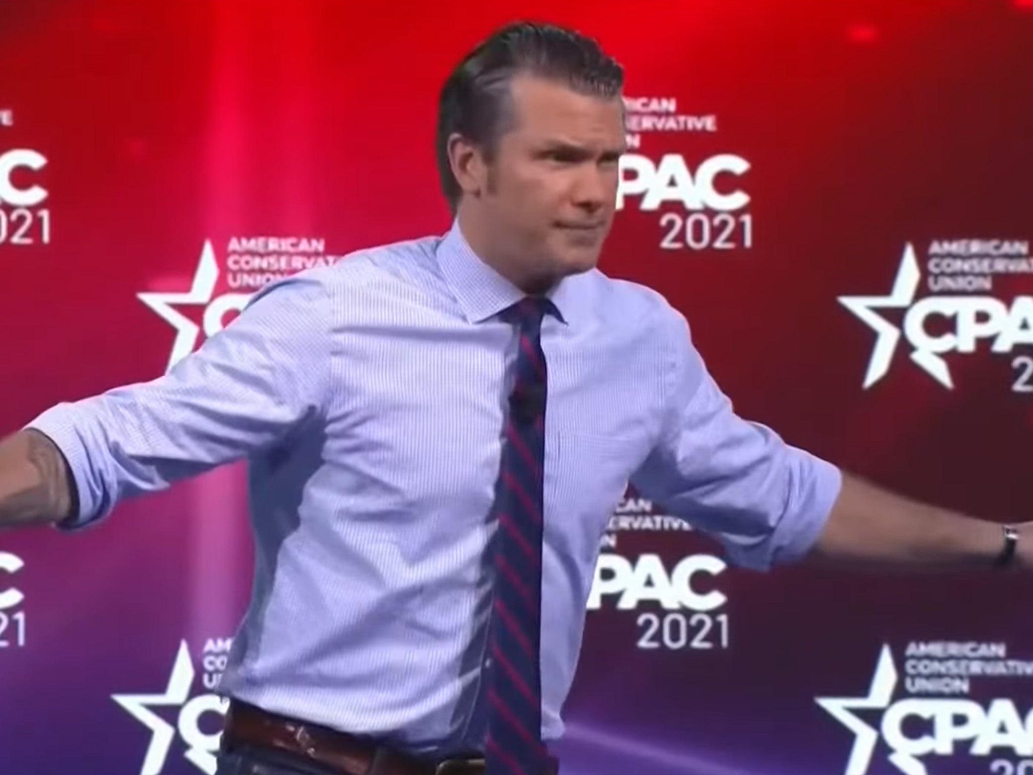 Pete Hegseth has been mocked following comments he made at CPAC