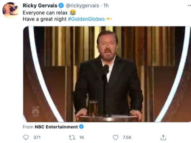 <p>Ricky Gervais compartió un mensaje para los antiguos objetivos de sus bromas antes de los Globos de Oro 2021  </p>