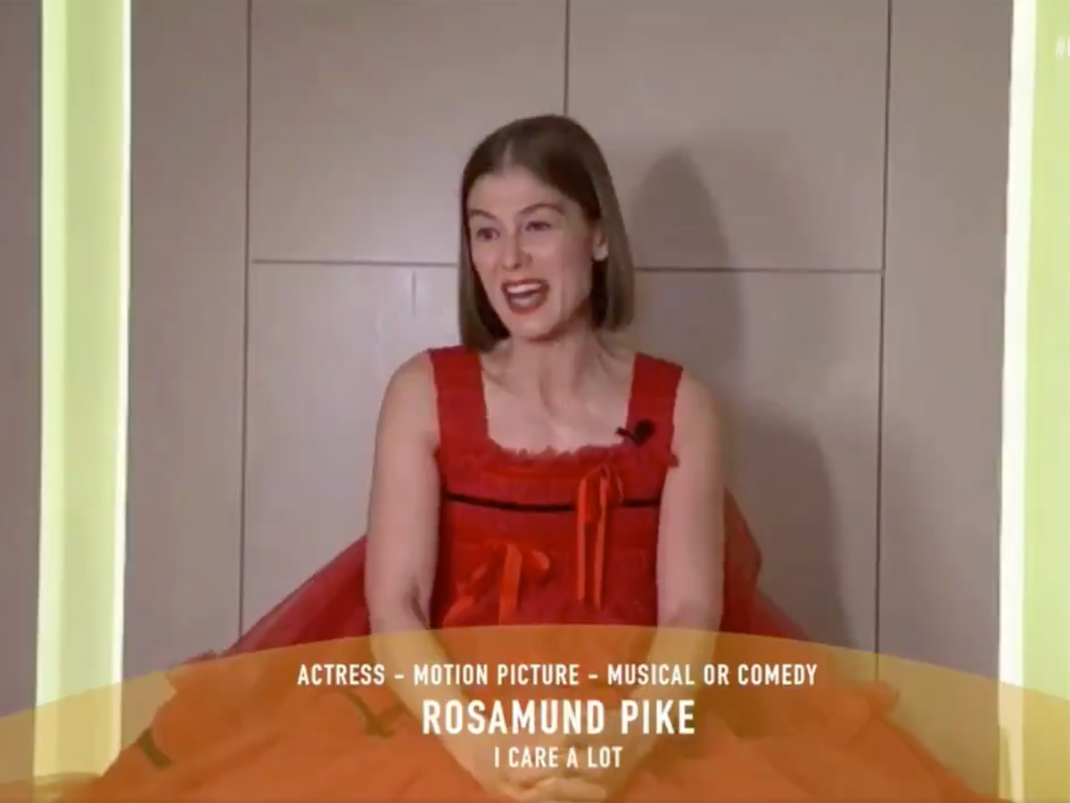 Rosamund Pike skewers Rudy Giuliani over infamous Borat scene in Golden Globes speech