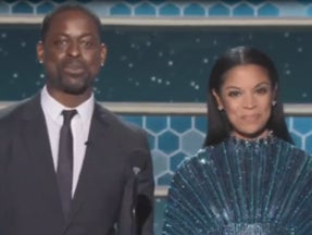 Sterling K Brown and Susan Kelechi Watson at the Golden Globes