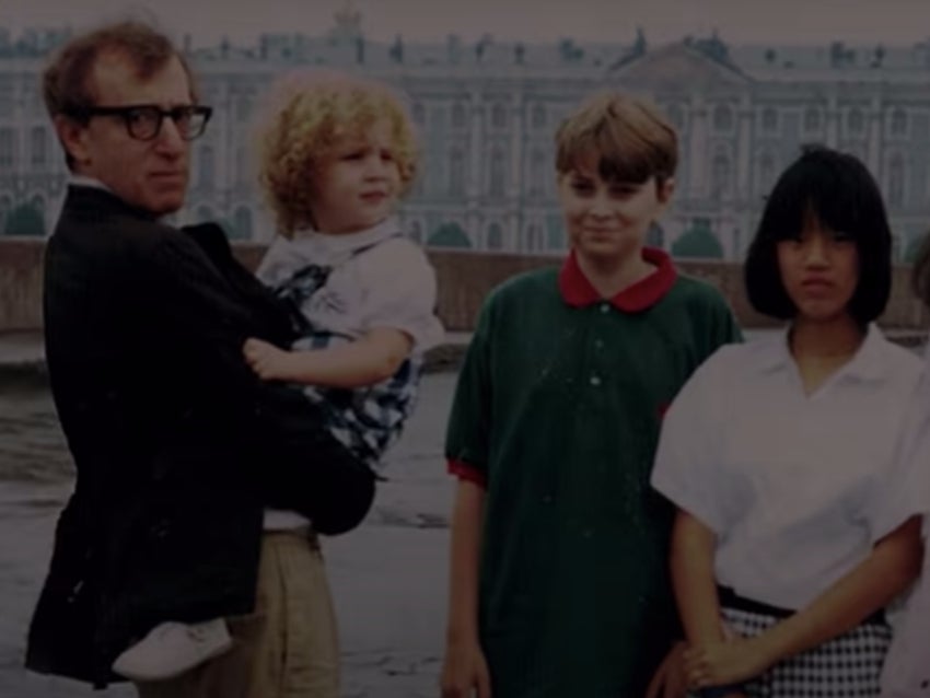An old photograph of Woody Allen is holding young Dylan Farrow featured in the teaser of HBO’s documentary