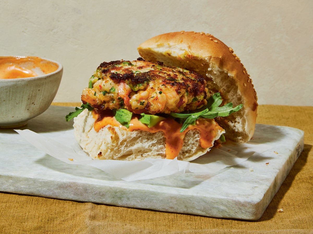 Shrimp Burgers with Herb Mayonnaise and Green Salad - Never Not Hungry