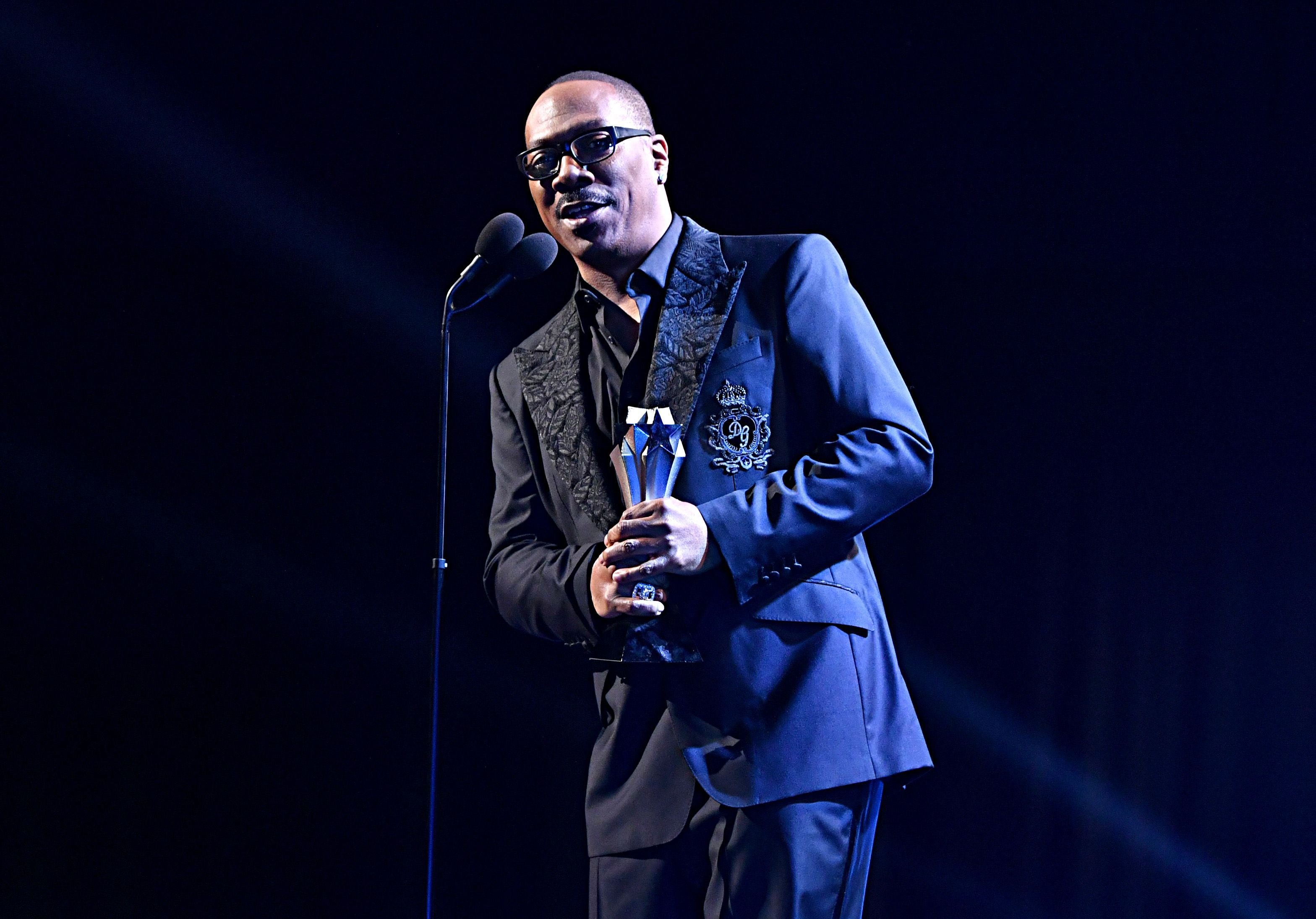 Murphy accepts the Lifetime Achievement Award onstage at the 25th Annual Critics’ Choice Awards at Barker Hangar on 12 January 2020, in Santa Monica, California