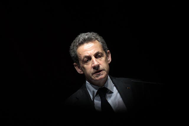 Former French President Nicolas Sarkozy delivers a speech during a political meeting on 22 April, 2015 in Nice, France